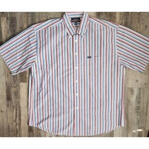 Faconnable Button Down Shirt Mens XXL Multicolor Striped Relaxed Short Sleeve